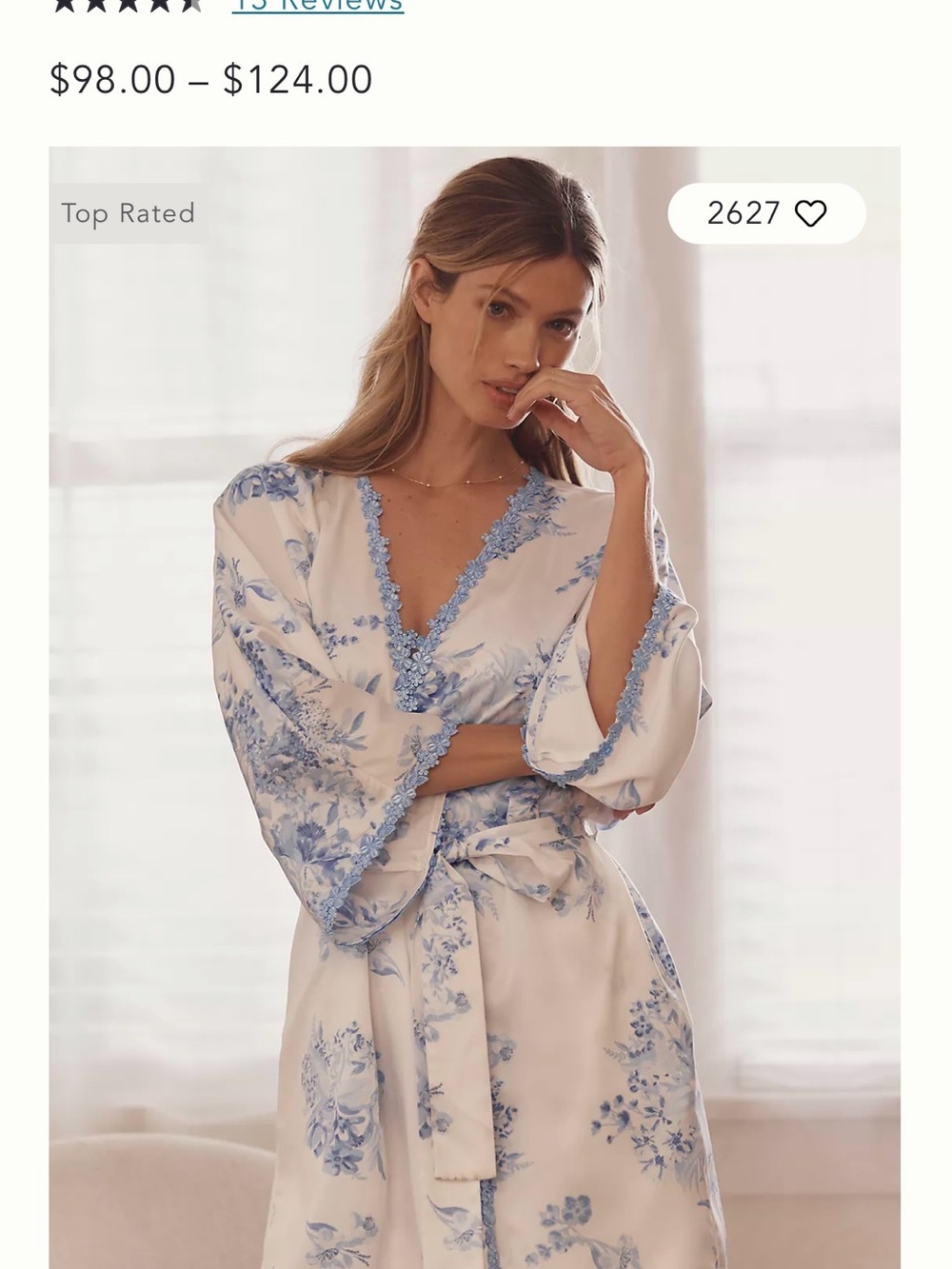 Flora Nikrooz White Showstopper Robe with Blue Floral Print
